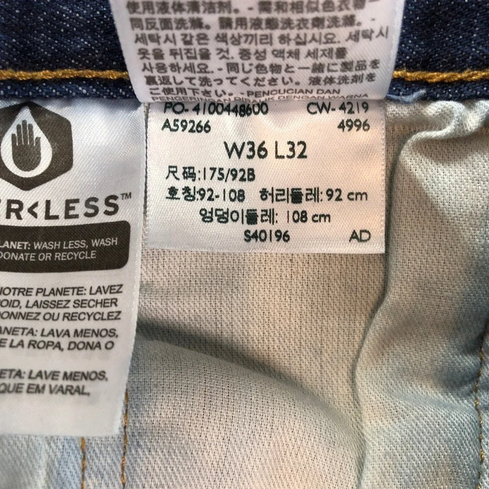 Levis 501 Mens Jeans 36x32 Blue Regular Fit Classic Dark Wash Button Fly Denim
